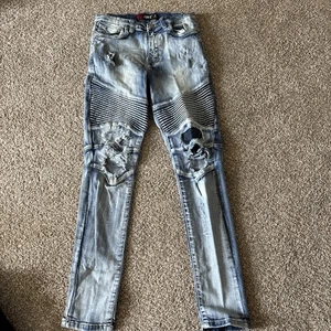 Panyc Jeans Youth Size 14 Flex Biker Type Pants Blue - Picture 1 of 3