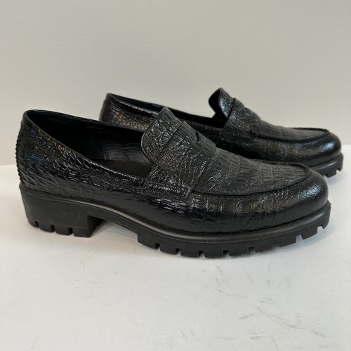 Mocassini donna Ecco modtray in pelle mocassino nero di coccodrillo taglia 40