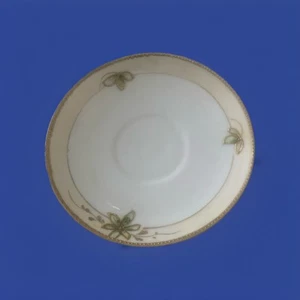 Hand Painted Nippon Saucers c.1908 Pale Yellow band Green Flower (Set Of 5) 4.5” - Picture 1 of 3