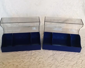 2 mini discos Sony vintage cajas de almacenamiento con bisagras con divisores móviles, azul real - Imagen 1 de 10