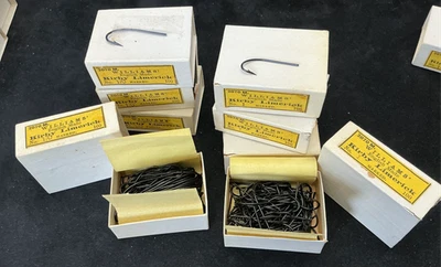 Vintage William's English made Kirby Limerick  Blind Eye Japanned Hooks - Image 1 of 4