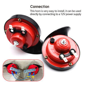 12V car snail electric air horn loudly alarm boat motorcycle dual tone -~- BJ