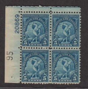 1932 Los Angeles Olympics Sc 719 5c blue MNH OG rotary plate block of 4 - Picture 1 of 2
