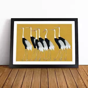 Japanese Red Crown Cranes Asian Bird Ogata Korin Wall Art Print Framed Picture - Picture 1 of 9