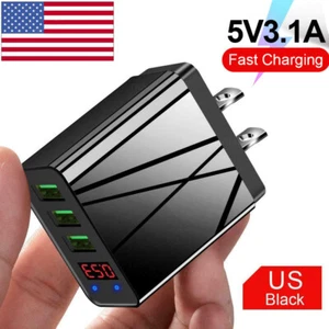 Black 3 Port Fast Quick Charge QC 3.0 USB Hub Wall Charger Power Adapter Plug - Picture 1 of 7