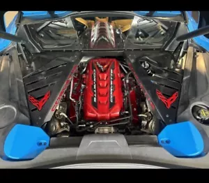 2020/24 CORVETTE C8 ENGINE COVER EDGE RED CARBON FLASH PANELS APPEARANCE PCKG - Picture 1 of 8