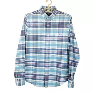 Vineyard Vines Shirt S Blue Plaid Slim Fit Tucker Long Sleeve Button Up Stretch - Picture 1 of 10