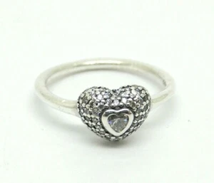 PANDORA 925 Sterling Silver ALE Love Heart Shaped Design with CZ Woman's Ring - Picture 1 of 4