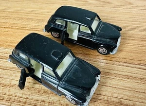 Vintage 1980 CORGI Austin London Taxi Cab Opening Doors Lot Of 2 Black Cabs - Picture 1 of 6