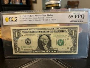 1969 Federal Reserve Star Note  Dallas PCGS 65 PPQ (Tough Series in high grade) - Picture 1 of 3