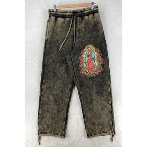 DGK Pants Mens Medium Washed Black Our Lady Fleece Sweatpants Wide Leg NWOT $85 - Picture 1 of 17