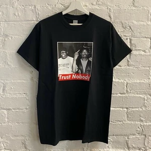 Actual Fact Biggie Tupac Trust Nobody Crew Neck Hip Hop Black T-shirt - Picture 1 of 3