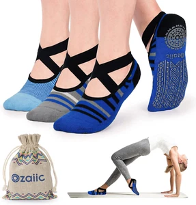 Non Slip Yoga Socks for Women with Grips and Straps for Pilates or Barre - Picture 1 of 11