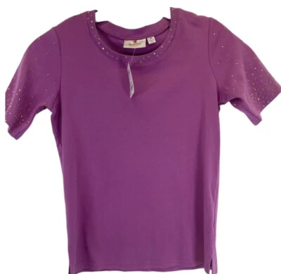 QUACKER FACTORY (QVC)Womens XSmall Violet Pullover W/Rhinestone Shirt (D36)NWTs - Image 1 of 4