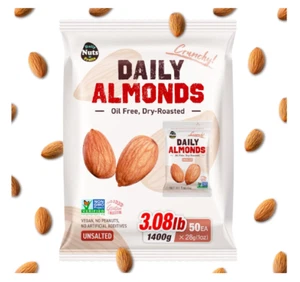 Daily nuts and Fruits-Roasted Almonds, Unsalted, Non-GMO, Low Carb Snack-50 Pack - Picture 1 of 7