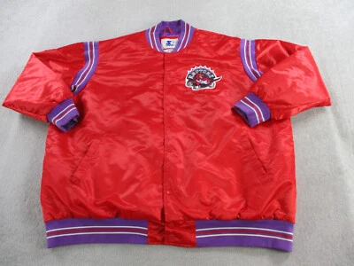 Toronto Raptors Jacket Mens 6XL Red Purple Starter Satin Bomber Varsity Snap NBA - Image 1 of 4
