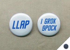 LLAP & I Grok Spock 1.25" Magnets Repro Heinlein Star Trek Fandom Mashup - Picture 1 of 4