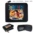 Anime One Piece Luffy Wallet Photo Card Zipper Coin Teenager Black Casual Purses
