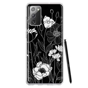 For Samsung Galaxy Note 20 Shockproof Line Art White Floral Flowers Case - Picture 1 of 3