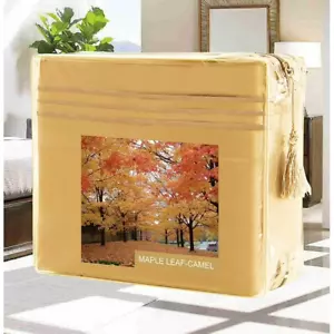Elegant Comfort Full Sheet Set 1500 Deep Pocket Maple Leaf Camel 4pc - Picture 1 of 1