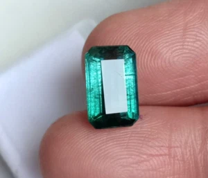 Lebhafter bläulich grüner Smaragd Achteckschliff Erdmine loser Edelstein 3,50 Karat - Bild 1 von 10