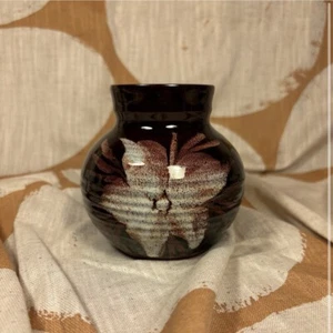 Small Brown Floral Tenby Studio Pottery Bud Vase - Picture 1 of 5
