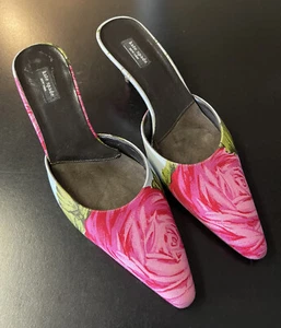 Kate Spage Floral Mule Blue Pink Slip In Italy size 7.5B - Picture 1 of 7
