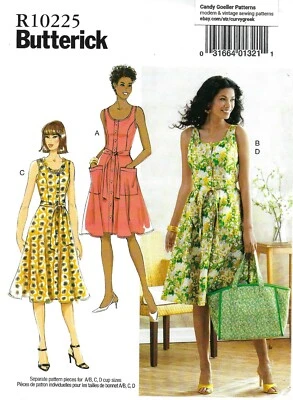 Butterick R10225 Button Down Flared Dress & Bias Trim Bag Sz 6-14 UNCUT B6674 - Image 1 of 4