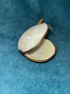 Vintage ORIGINAL MUSCHEL MUSCHEL Messing aufklappbar TRINKET Box MÜNZ Geldbörse PILLENDOSE #WW - Bild 1 von 14