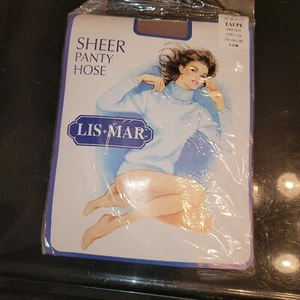 LIS*MAR Vtg 80s Nylon Pantyhose Taupe Sheer One Size 5'-5'8" 100-160 lbs New - Picture 1 of 5