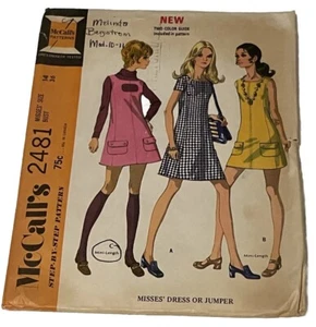 Vtg McCalls Sewing Pattern Step By Step 2481 Misses Dress Jumper Size 14 Bust 36 - Picture 1 of 5