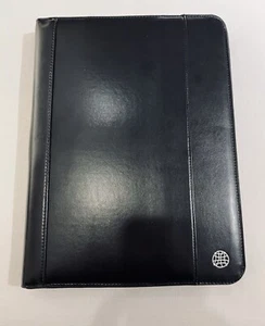 Global Views Work Folio A5 Premium Leather Portfolio Zipper Closure Black New - Picture 1 of 18