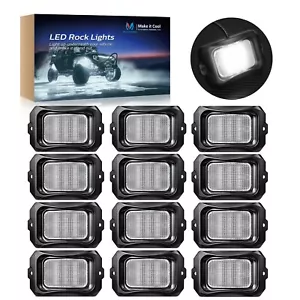 12 Pods C2 Pure White LED Rock Lights Waterproof LED Underbody Glow Lamps Kits - Foto 1 di 18