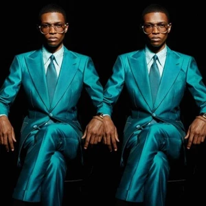 Verde azulado 2 piezas trajes para hombre moda boda novio pico solapa cena fiesta graduación evento - Imagen 1 de 9