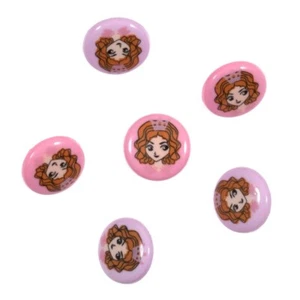 Novelty PRINCESS Buttons x6 shanked back colour variety mix pack pink purple - Picture 1 of 1