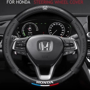 Cubierta de volante de 15" de fibra de carbono + cuero PU para Honda 1969-2024 todos los modelos - Imagen 1 de 10