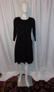 SUSAN GRAVER Women's Black 3/4 Sleeve Dress W/Pockets SIZE S - Picture 1 of 5