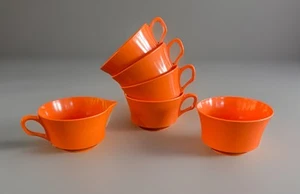 Allied Chemical Melamina Naranja Tazas, Crema, Azúcarero 6 Piezas en Total ~ ¡Lindo! - Imagen 1 de 8