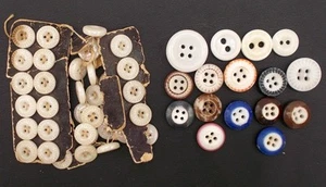 Antique China Glass Buttons Inkwell Ringer Mottled Luster Piecrust Card 50 pcs - Picture 1 of 11