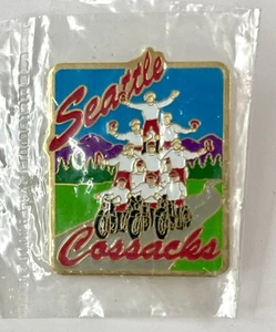 Vtg SEATTLE COSSACKS Pin Motorcycle Stunt & Drill Team Cloisonne Lapel Hat Vest - Picture 1 of 13