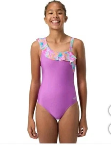 Speedo Youth Girls 1-Piece Swimsuit UPF 50+ Chlorine Resistant Purple Size L NWT - Picture 1 of 6