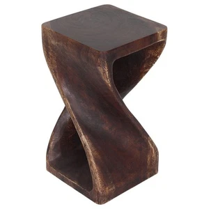Haussmann Original Wood Twist End Table 10x10x18 in Height Mocha Oil - Picture 1 of 7