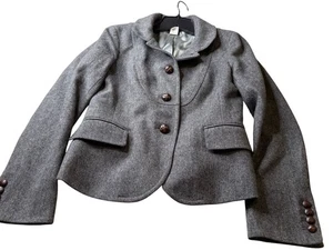 J. Chaqueta Blazer Crew Bella Mujer 6 Lana Espiga Gris Tranquila Lujo Carrera - Imagen 1 de 14