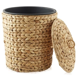 3 Gallonen Weidenmülleimer mit Deckel und Einsatz - Rattan Mülleimer Wasserhyazinthe - Bild 1 von 7