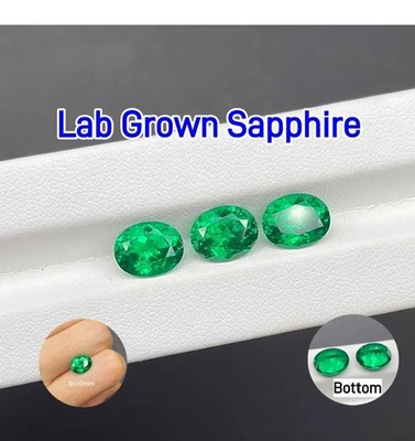 Lab Grown Sapphire Loose Oval Emerald For Ring Making Selectable AGL Certificate - Image 1 of 4