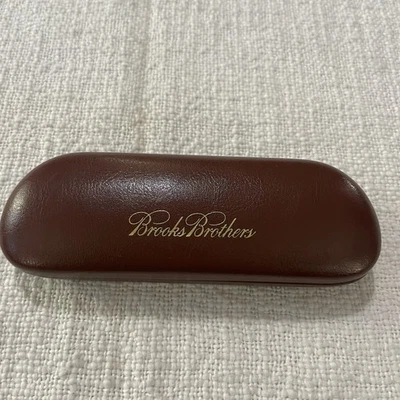Estojo de óculos Brooks Brothers capa dura fina marrom estojo protetor - Imagem 1 de 4