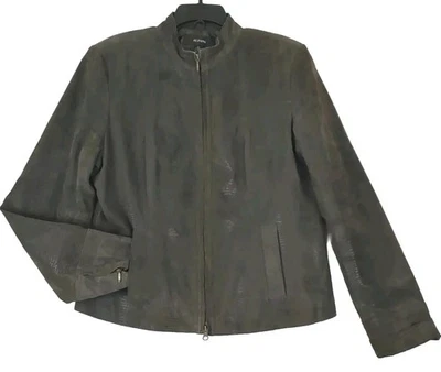 Chaqueta Alfani ~Mujer Talla XL~ Marrón 100% Cuero Cremallera Completa Forrada Bolsillos Damas. Foto 1 de 4