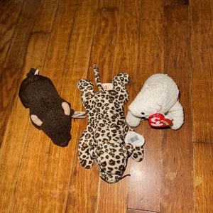 Vintage Beanie Babies Lot of 3 Roam 1998 Aurora 2000 Freckles 1996 Used - Picture 1 of 11