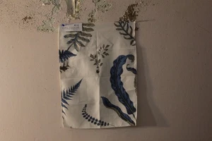 G P & J Baker Ferns Floral 13" W X 18" L Color Indigo and White - Picture 1 of 1