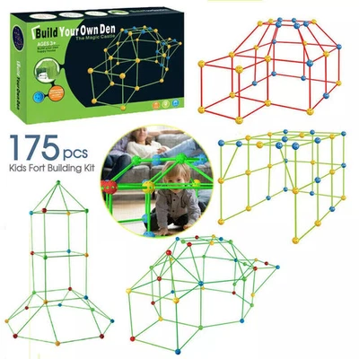 175PCS Building Your Own Den Kit Play Construction Fort Tent Making Set For Kid~